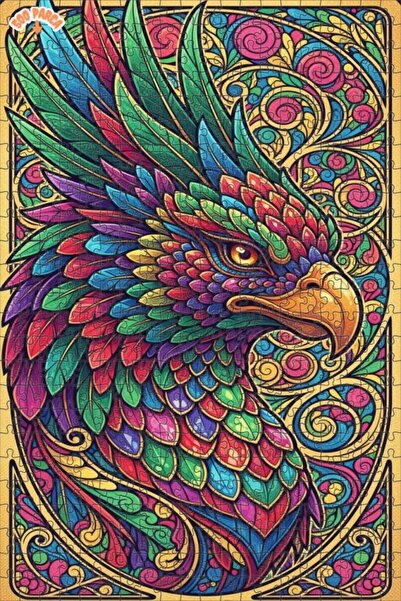 Esranın Dünyası Color Wheel Eagle Art Double-Layer Framed Wooden Puzzle 500 P...