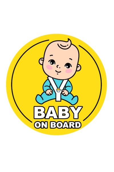 Oracal Sticker auto rezistent, baby on board, baietel in centura, 15 cm