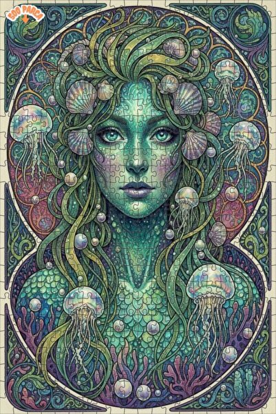 Esranın Dünyası لوحة فنية لحورية البحر بمظهر الألوان المائية، لغز خشبي بإطار ...