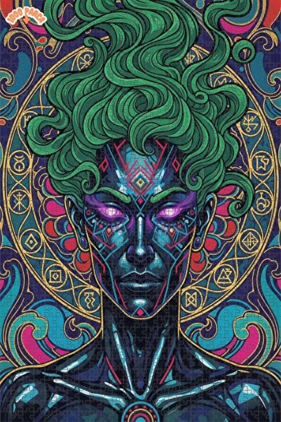 Esranın Dünyası Woman Portrait Abstract Art Double-Layer Framed Wooden Puzzle...