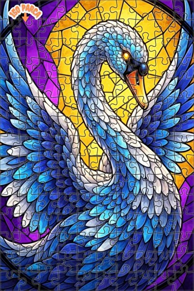 Esranın Dünyası لغز خشبي بتصميم فسيفساء زجاجية على شكل بجعة سحرية 150 قطعة 20x30