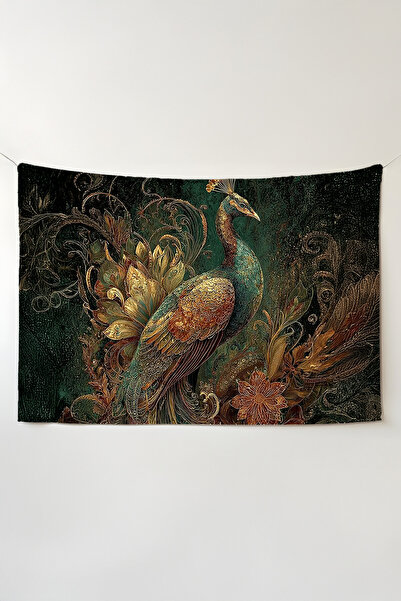 Charmbi غطاء جداري بتصميم الطاووس - لوحة جدارية كبيرة الحجم سجاد بوصة، ديكور ...