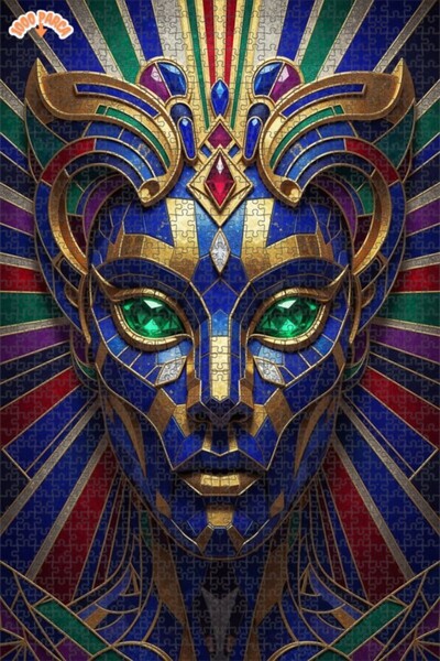 Esranın Dünyası Mystical Egyptian Goddess Mosaic Look Wooden Puzzle with Doub...
