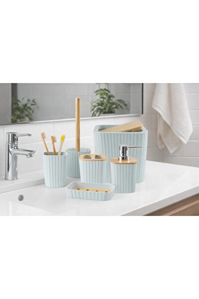 OEM - Bathlux Bathroom Accessories Set, 6 Pieces, Modern Design with Bamboo -...
