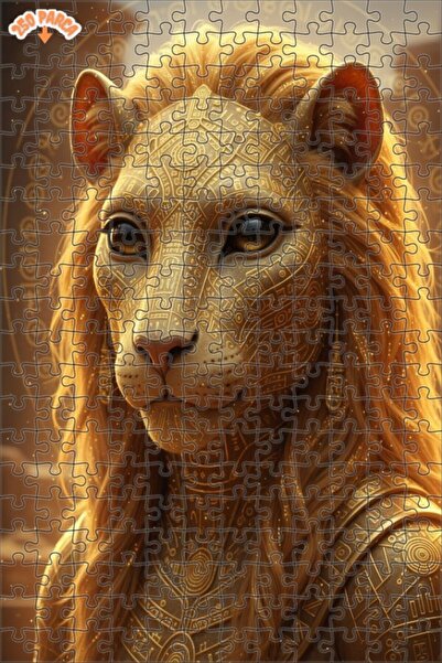 Esranın Dünyası Golden King Lion Detailed Double-Layer Framed Wooden Puzzle 2...