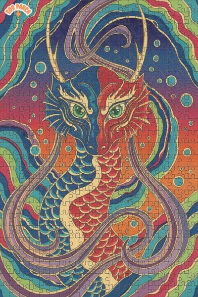 Esranın Dünyası Dragon Art Double Layer Framed Wooden Puzzle 500 Pieces 50X30