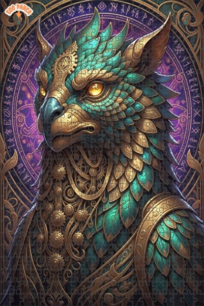 Esranın Dünyası Mystical Mechanical Anka Oil Painting Look Double Layer Frame...