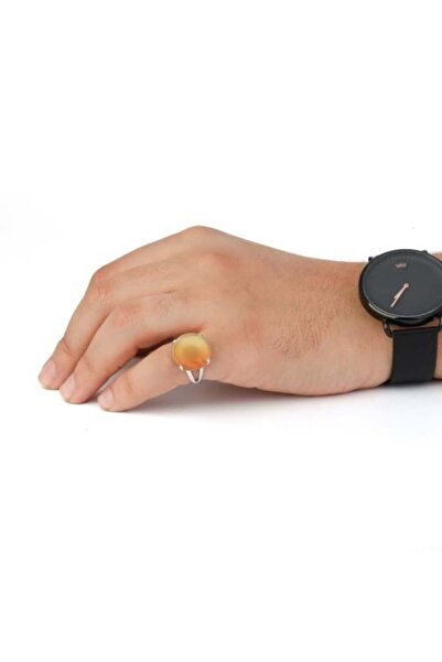 Shaka Khatam Men's Silver Ring with Agate Stone