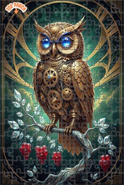 Esranın Dünyası Mechanical Owl Art Double Layer Framed Wooden Puzzle 150 Piec...