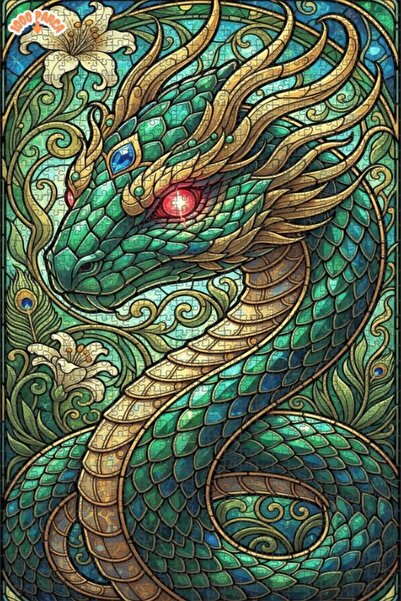 Esranın Dünyası Mysterious Dragon Mosaic Art Double-Layer Framed Wooden Puzzl...