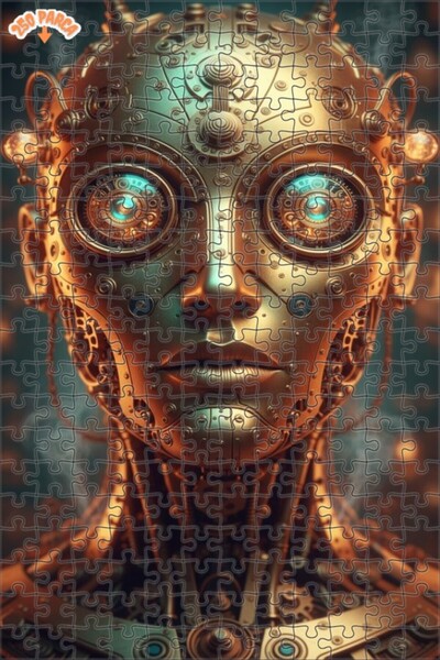 Esranın Dünyası Steam-Powered Steampunk Robot Head Oil Painting Lookalike Dou...