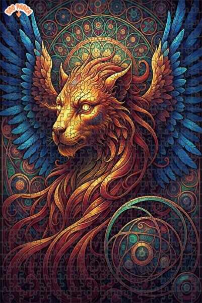 Esranın Dünyası Winged Lion Art Double-Layer Framed Wooden Puzzle 500 Pieces ...