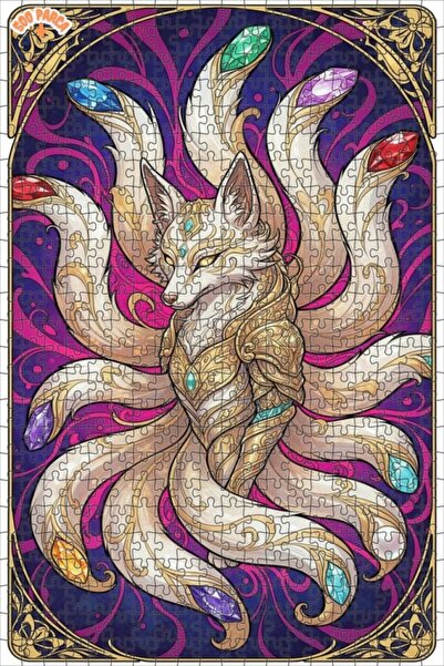 Esranın Dünyası Magical Wolf Artwork Double-Layer Framed Wooden Puzzle 500 Pi...