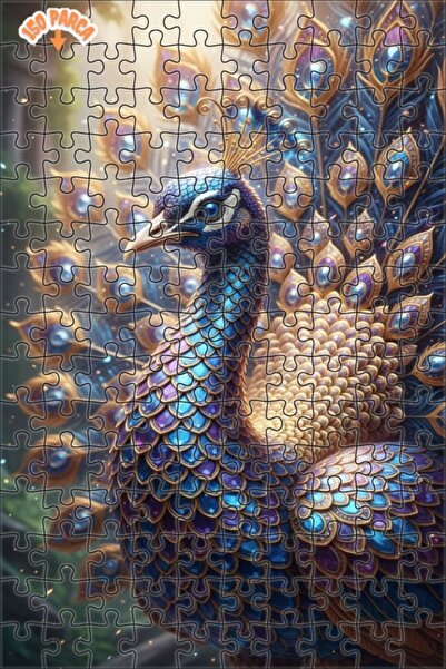 Esranın Dünyası Magnificent Peacock Oil Painting Look Double Layer Framed Woo...