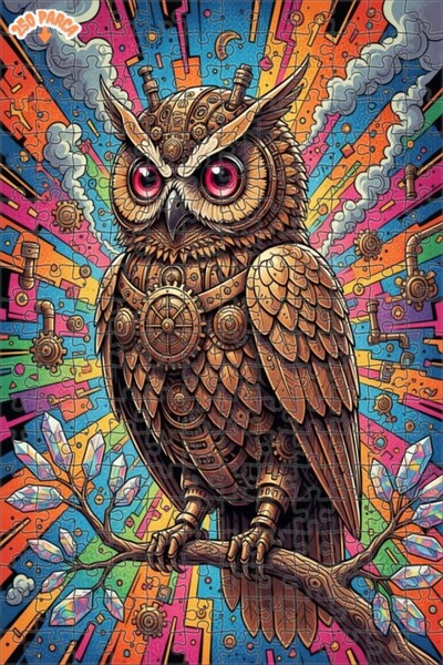 Esranın Dünyası لغز خشبي بإطار مزدوج الطبقات على شكل بومة ميكانيكية من ستيمبا...