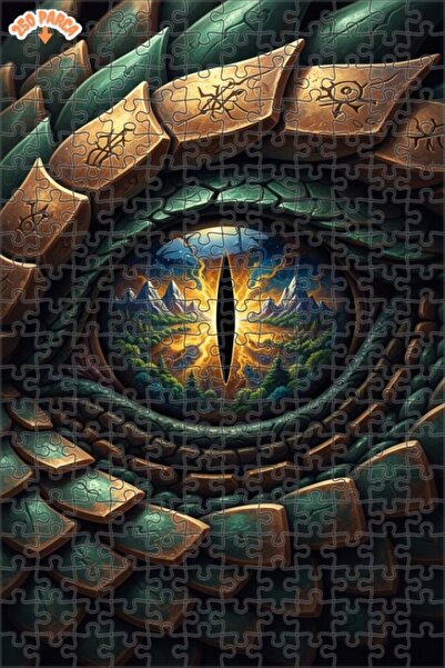 Esranın Dünyası Dragon Eye Landscape Oil Painting Lookalike Double-Layer Fram...