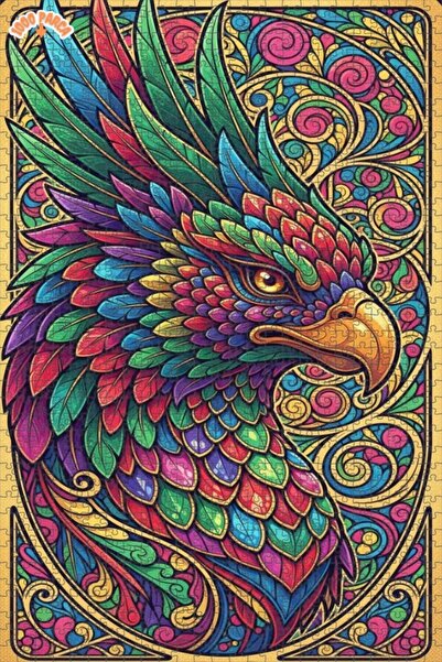 Esranın Dünyası Color Wheel Eagle Art Double-Layer Framed Wooden Puzzle 1000 ...