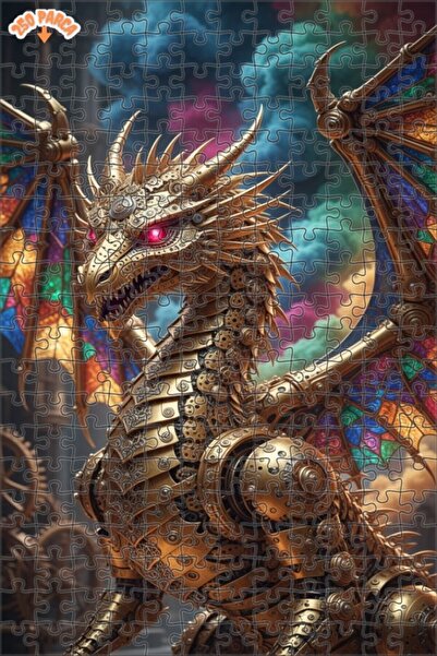 Esranın Dünyası Steam Dragon Art Double Layer Framed Wooden Puzzle 250 Pieces...