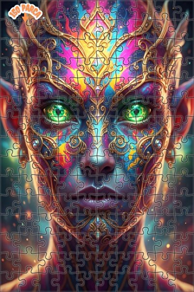Esranın Dünyası Fantastic Face Patterned Oil Painting Look Wood Puzzle 150 Pi...