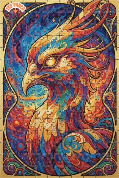 Esranın Dünyası لغز خشبي بتصميم طائر الفينيق السحري بمظهر لوحة زيتية، لغز خشب...