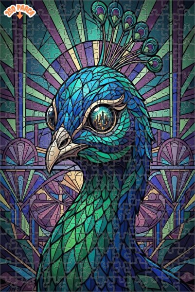 Esranın Dünyası Art Deco Peacock Patterned Double-Layer Framed Wooden Puzzle ...