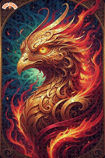 Esranın Dünyası Golden Flame Phoenix Art Double-Layer Framed Wooden Puzzle 10...