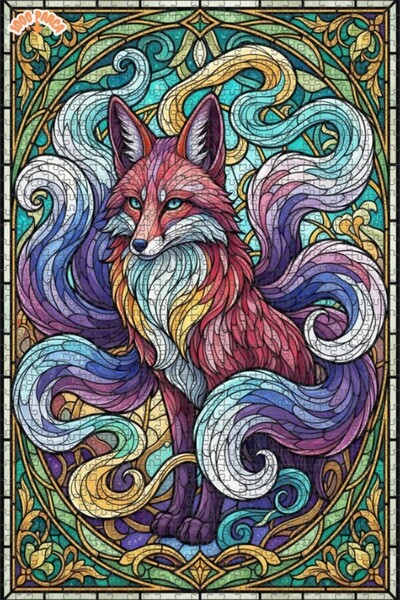 Esranın Dünyası Magical Fox Art Double Layer Framed Wooden Puzzle 1000 Pieces...