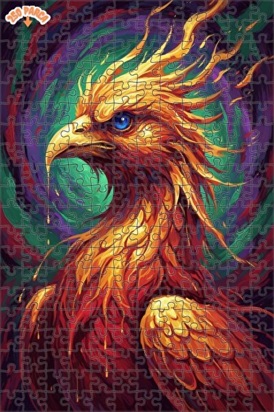 Esranın Dünyası Flaming Emerald Winged Phoenix Oil Painting Double-Layer Fram...