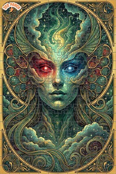 Esranın Dünyası Magical Universe Woman Oil Painting Look Double Layer Framed ...