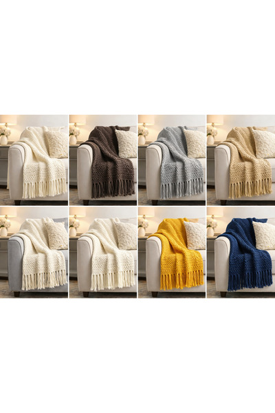 Afkar Albayet Luxurious cotton sofa throw with a soft texture
