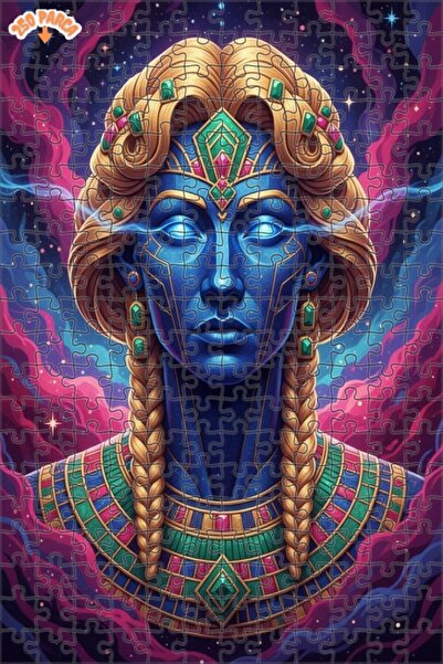 Esranın Dünyası Space Goddess Oil Painting Look Double Layer Framed Wooden Pu...