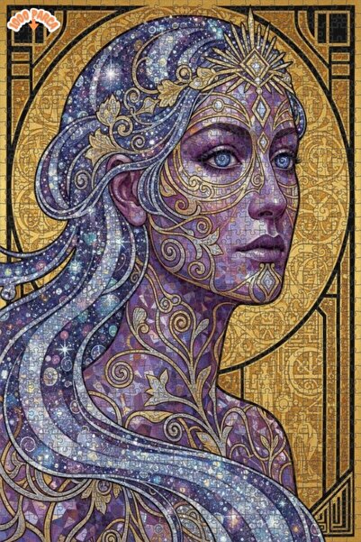 Esranın Dünyası Golden Illusion Women's Portrait Watercolor Look Wooden Puzzl...