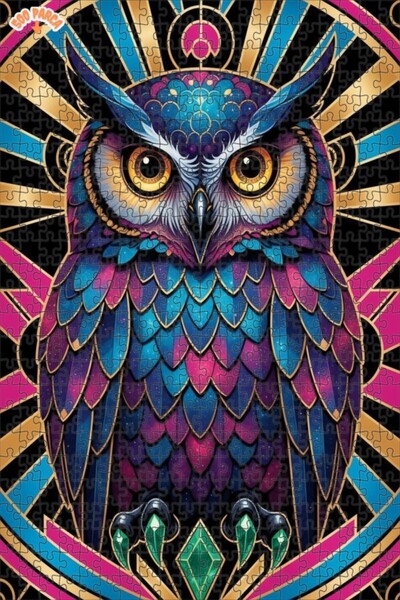 Esranın Dünyası Magical Night Owl Art Deco Double-Layer Framed Wooden Puzzle ...