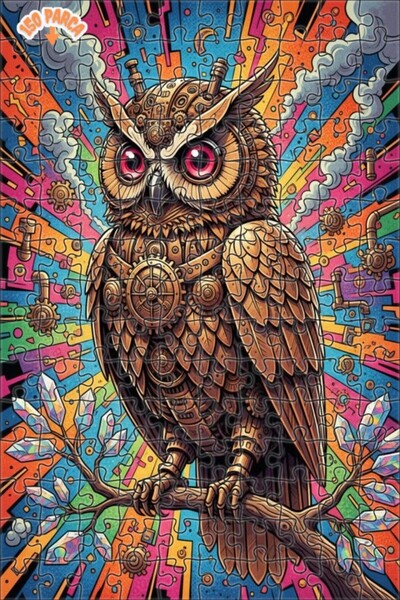 Esranın Dünyası Steampunk Mechanical Owl Double Layer Framed Wooden Puzzle 15...