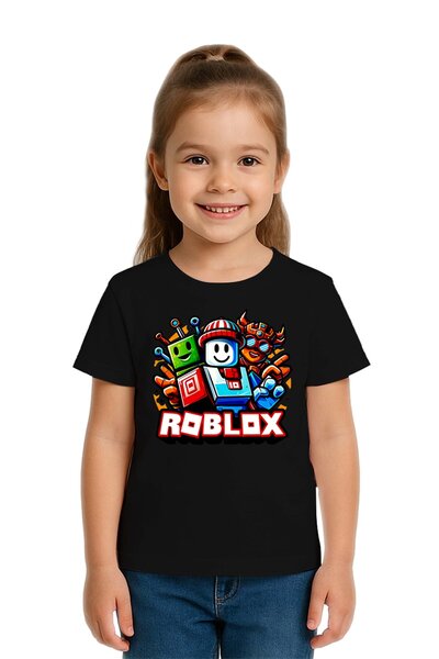 SEDİRLİ تي شيرت روبلوكس مطبوع للأطفال للجنسين، قماش قطني ممشط قطن قطعة