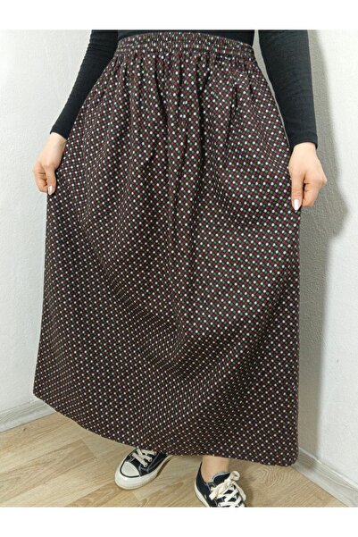 hoaryage Beli Lastikli Çıtır çiçekli Pazen Dividin Maxi Boy Uzun Etek 95CM 38...