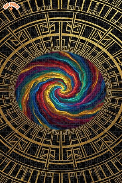 Esranın Dünyası Celestial Spiral Oil Painting Lookalike Double-Layer Framed W...