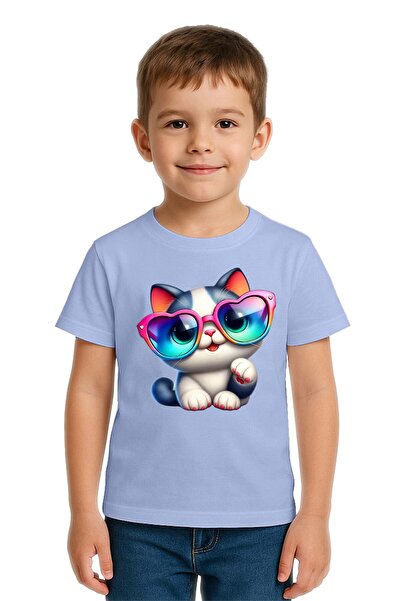 SEDİRLİ Tricou unisex pentru copii Cat cu imprimeu bumbac bucăți din bumbac m...