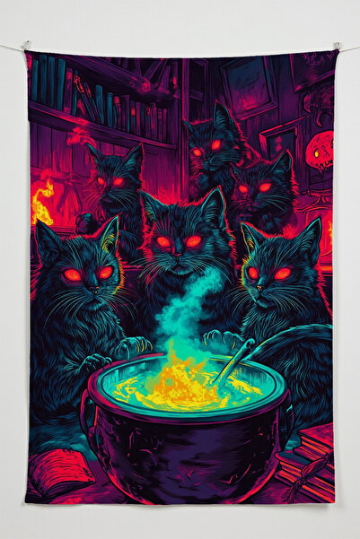 Charmbi Pisi Pisi Witches Wall Covering – Large Size Tapestry Wall Rug Si, Ga...