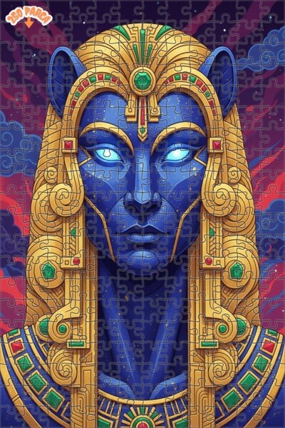 Esranın Dünyası Mystical Blue Cat Goddess Oil Painting Lookalike Art Puzzle 2...