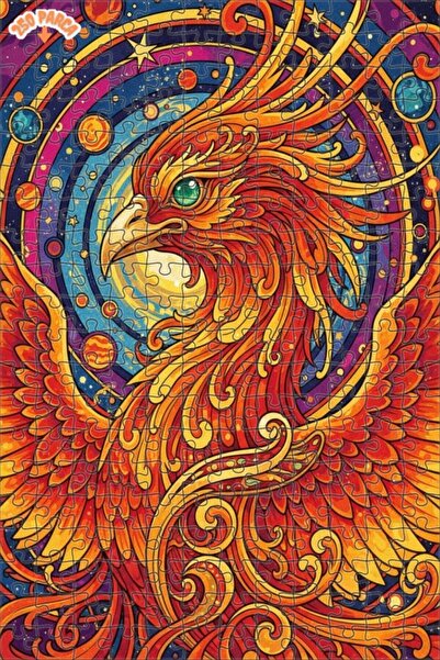 Esranın Dünyası Flaming Wings Cosmic Phoenix Double-Layer Framed Wooden Puzzl...
