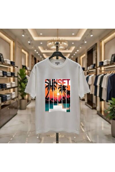 playwear Sunset 2026 Noul sezon v1 Tricou imprimat 100% bumbac, supradimensio...