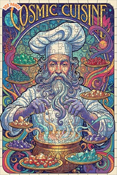 Esranın Dünyası Cosmic Kitchen Artist Chef Oil Painting Lookalike Double-Laye...