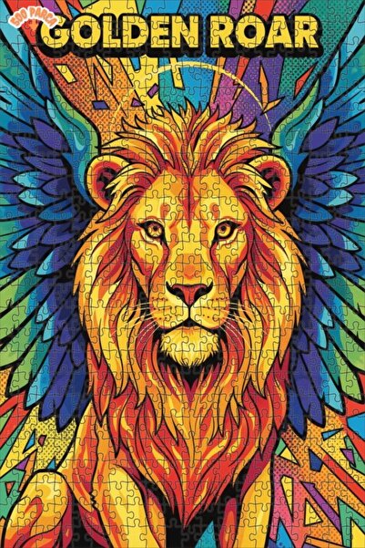 Esranın Dünyası Winged Lion Looking Modern Art Wooden Puzzle Double-Layer Fra...