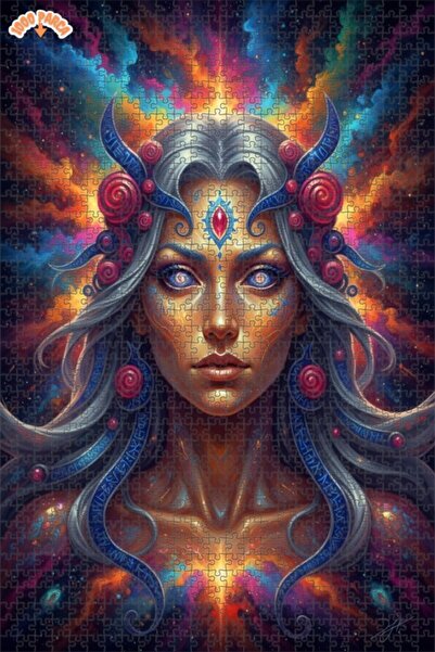 Esranın Dünyası Cosmic Goddess Looking Oil Painting Artwork Double-Layer Fram...