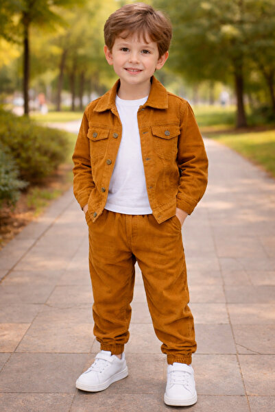 Yalçınoğlu Kids Costum din catifea piese pentru băieți (Jachetă + Tricou + Pa...