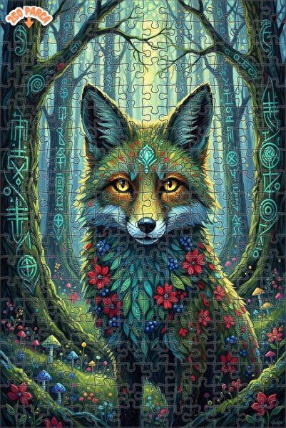 Esranın Dünyası Mystical Forest Fox Oil Painting Lookalike Double-Layer Frame...