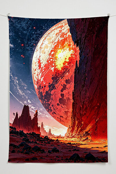 Charmbi غطاء جداري بتصميم المريخ - لوحة جدارية كبيرة الحجم سجاد بوصة، ديكور غ...