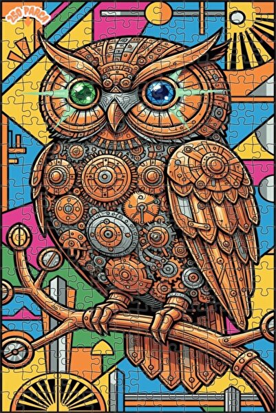 Esranın Dünyası Mechanical Owl Double Layer Framed Wooden Puzzle 250 Pieces 3...