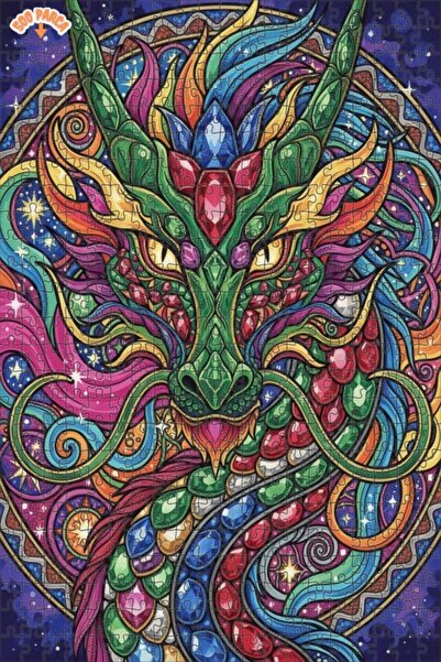 Esranın Dünyası لغز خشبي مكون من مزدوج الطبقات إطارًا بتصميم تنين مدرع بالألم...